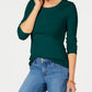 Charter Club Women's Pima Cotton Long Sleeve Top Green Size X-Large