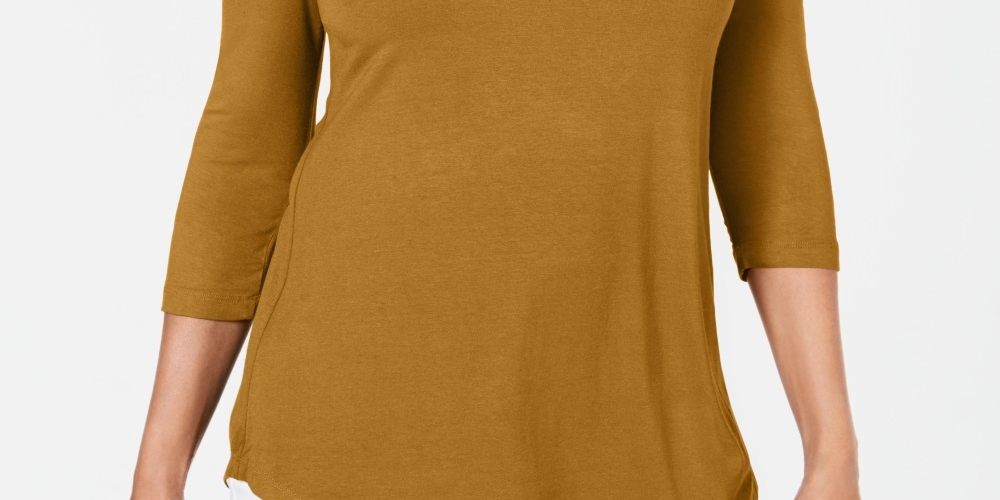 JM Collection Women's Cold Shoulder Top Gold Size Large