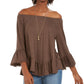 Style & Co Women's Off The Shoulder Bell Sleeve Top Brown Size Small