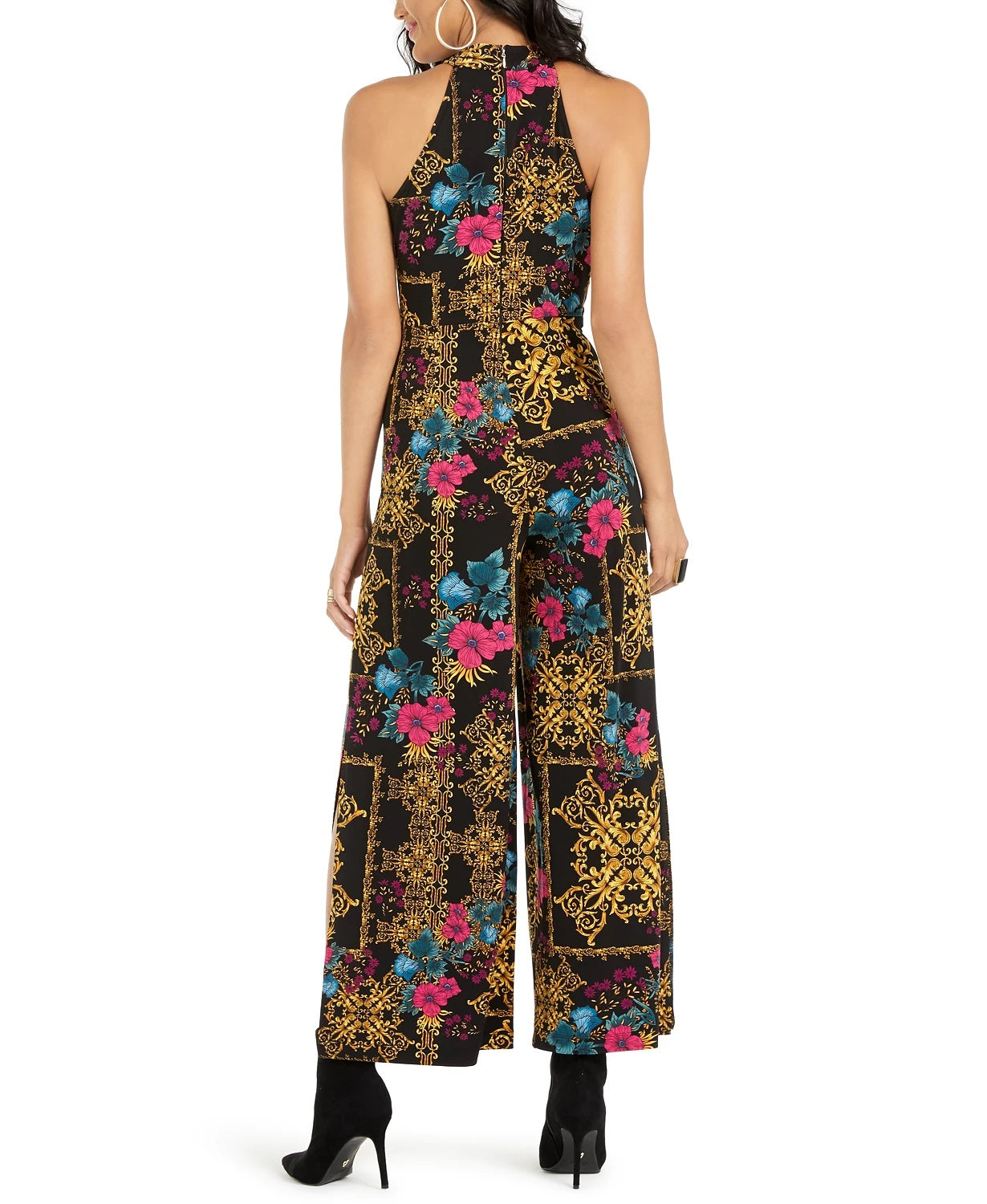 Thalia Sodi Women's Printed Halter-Neck Jumpsuit  Black Size Large