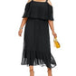 NY Collection Women's Plus Popover Maxi Dress Black Size 3X