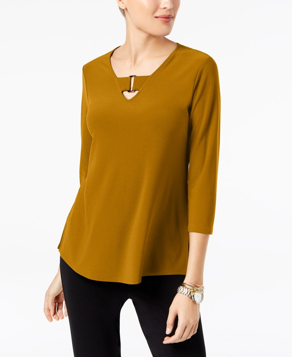 Alfani Women's Buckle Detail Tunic Gold Size -PS