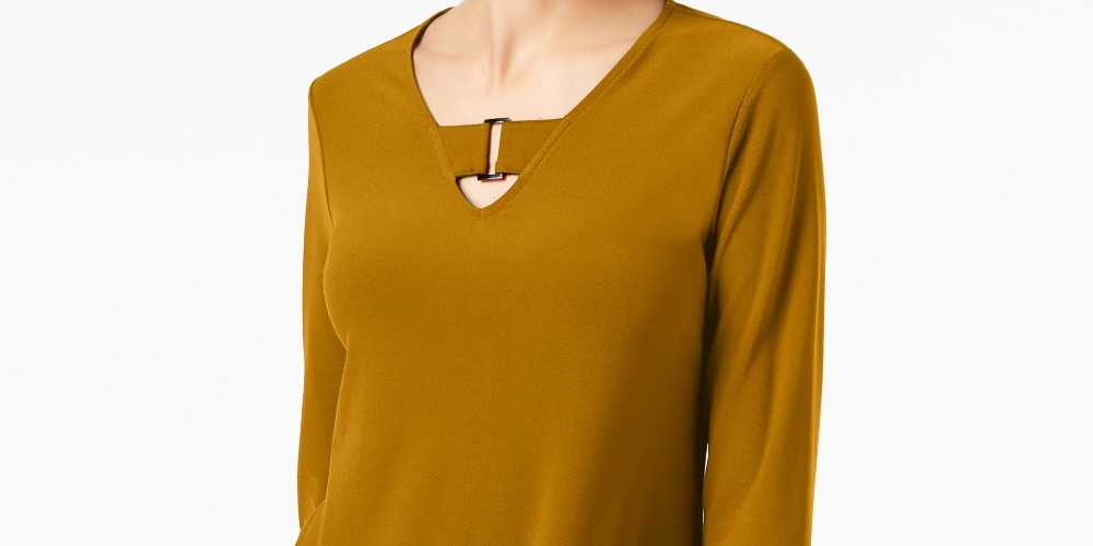 Alfani Women's Buckle Detail Tunic Gold Size -PS