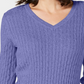 Karen Scott Women's Petite Cotton Cable-Knit Sweater Purple Size PM