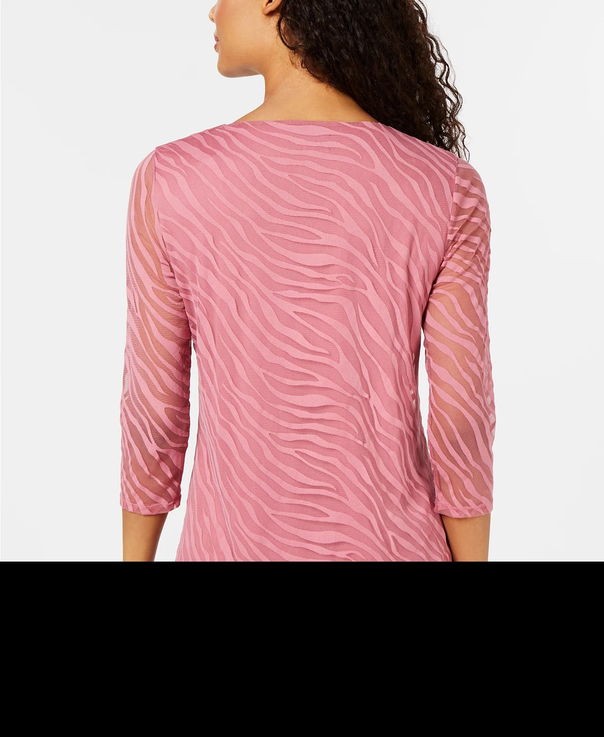 JM Collection Women's Animal Print Burnout Top Pink Size Petite Medium