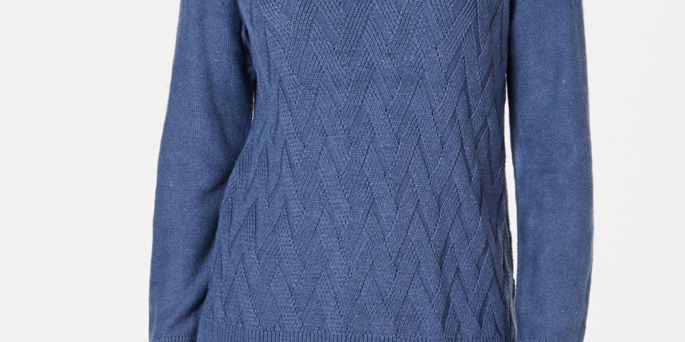 Karen Scott Women's Basket Stitch Sweater Blue Size X-Small