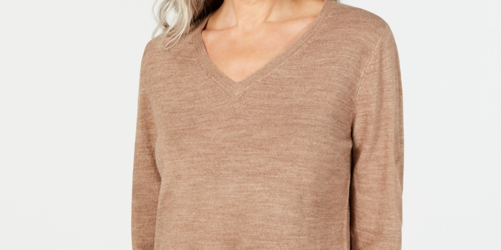 Karen Scott Women's V Neck Sweater Brown Size X-Small