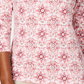 Karen Scott Women's Printed 3/4 Sleeve Henley Top Pink Size Petite Small
