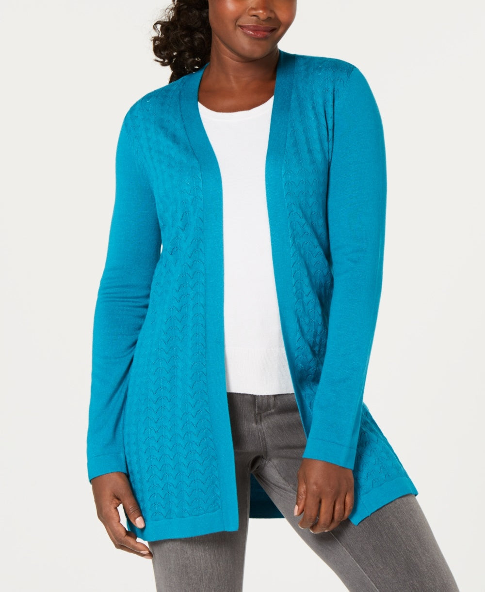Karen Scott Women's Shawl-Collar Cardigan Dark Blue Size Small