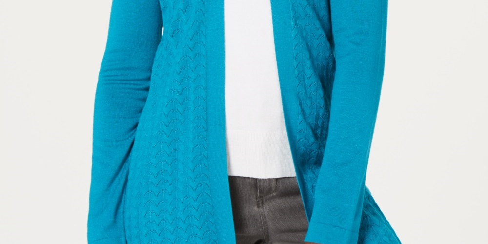 Karen Scott Women's Shawl-Collar Cardigan Dark Blue Size Small