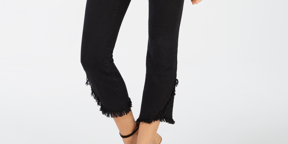 INC International Concepts Women's Curvy Cropped Tulip Hem Skinny Jeans Black Size 0