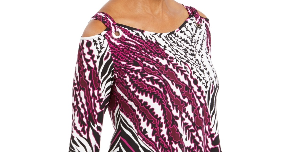 JM Collection Women's Cold Shoulder Grommet Tunic Pink Size Medium