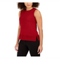 Anne Klein Women's Slitted Sleeveless Crew Neck Top Red Size X-Small