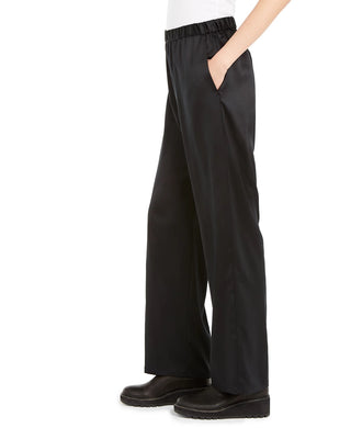 Eileen Fisher Women's Pull On Straight Leg Recycled Polyester Pants Black Size Large