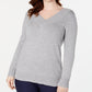 Karen Scott Women's V Neck Solid Sweater Gray Size X-Small