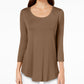 JM Collection Women's Scoop Neck Top In Brown Size X-Small