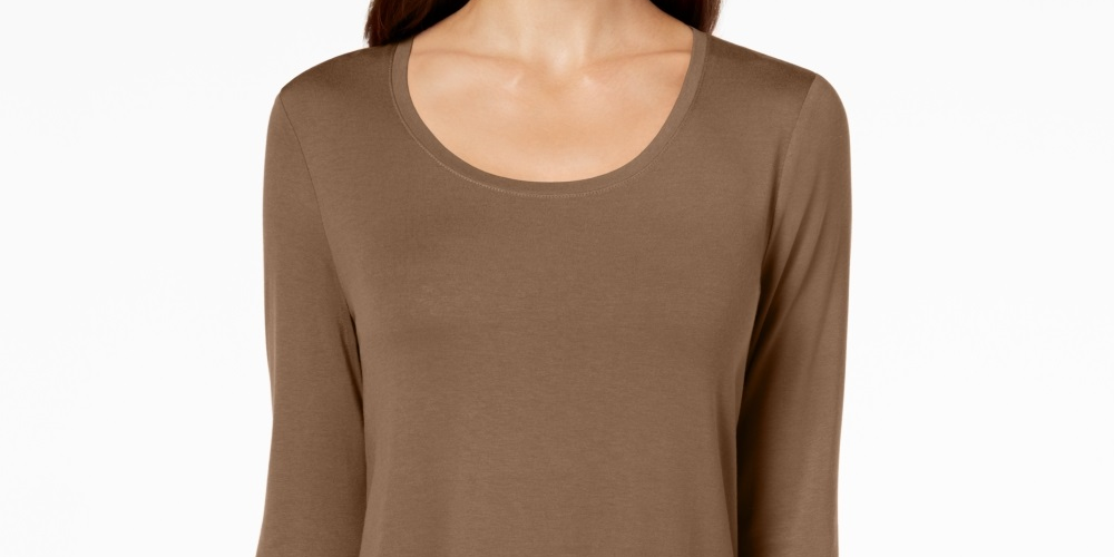 JM Collection Women's Scoop Neck Top In Brown Size X-Small