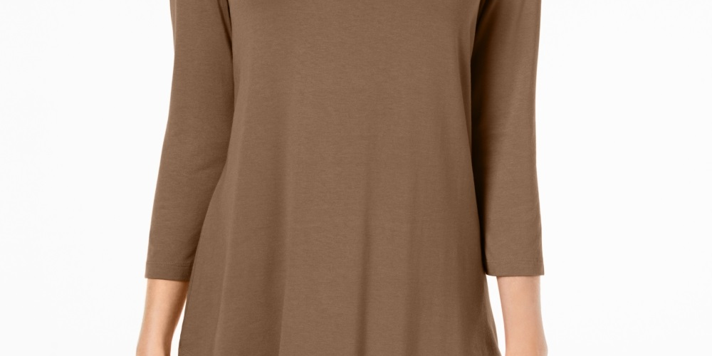JM Collection Women's Scoop Neck Top In Brown Size X-Small