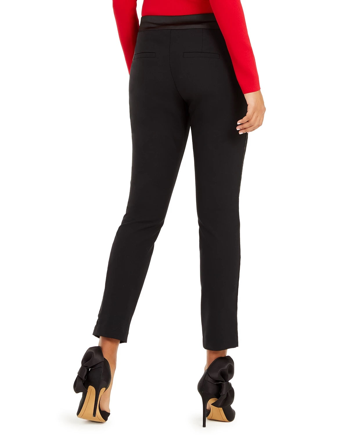 INC International Concepts Women's Bow Waistband Skinny Pants Black Size 16 Petite