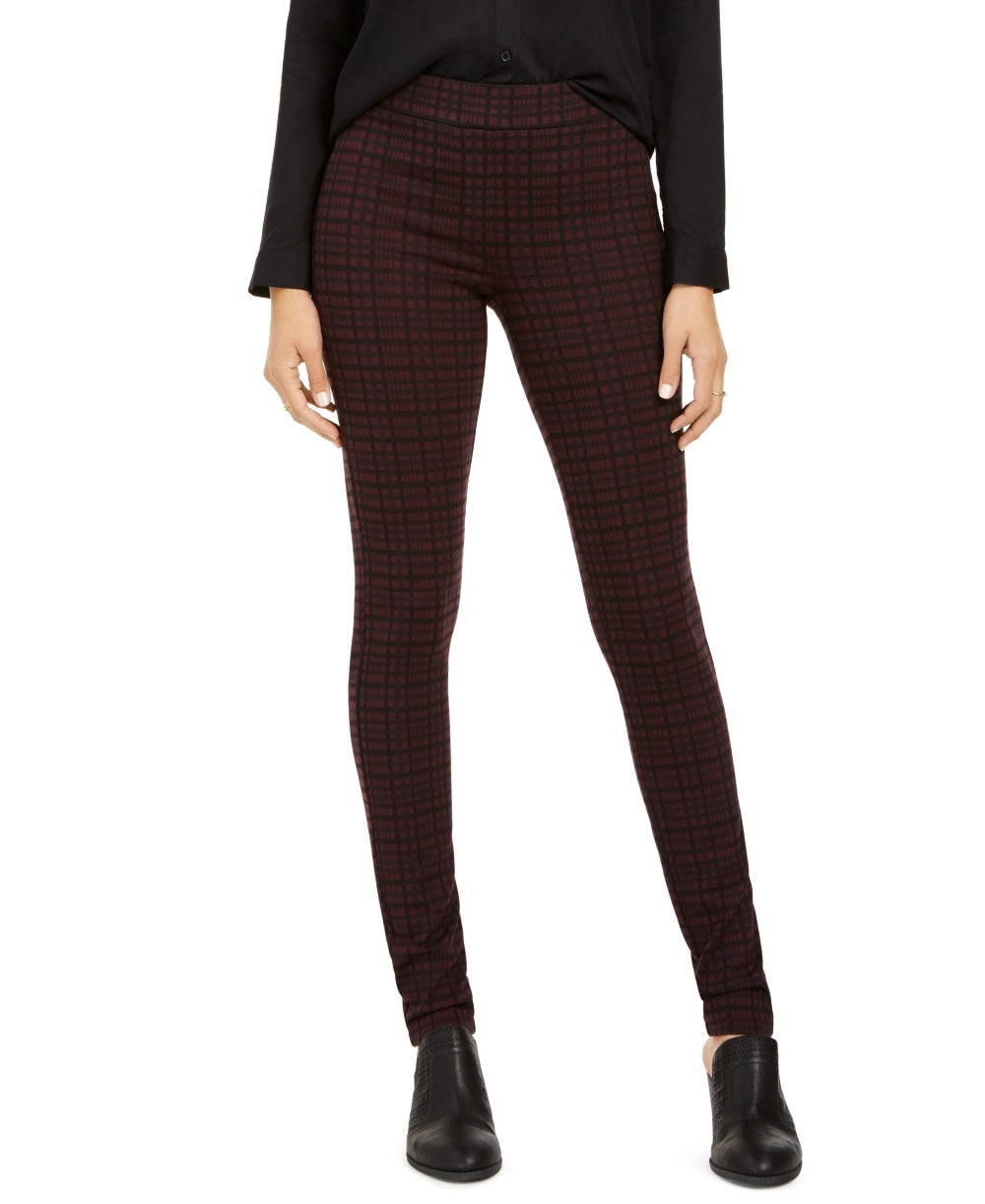 Style & Co Women's Plaid Ponte Legging Purple Size PXL