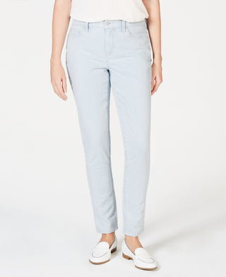 Charter Club Women's Striped Tummy Control Skinny Ankle Jeans Blue Size 8