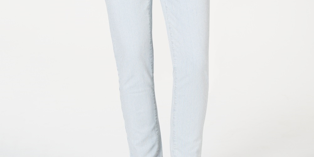 Charter Club Women's Striped Tummy Control Skinny Ankle Jeans Blue Size 8