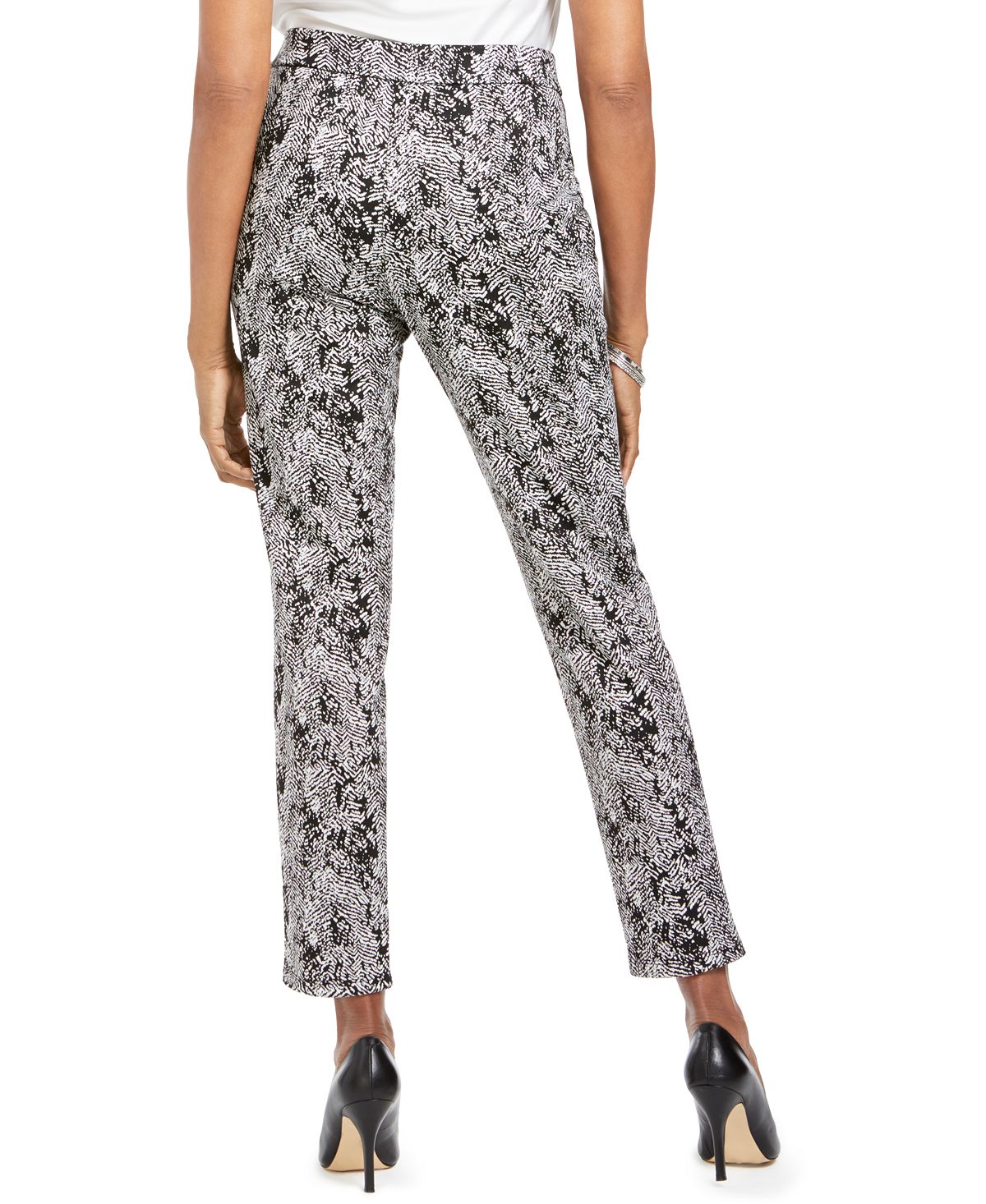 JM Collection Women's Petite Jaquard Pull on Pants Gray Size -1/13