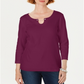 Karen Scott Women's Three Quarter Sleeve Top Purple Size S
