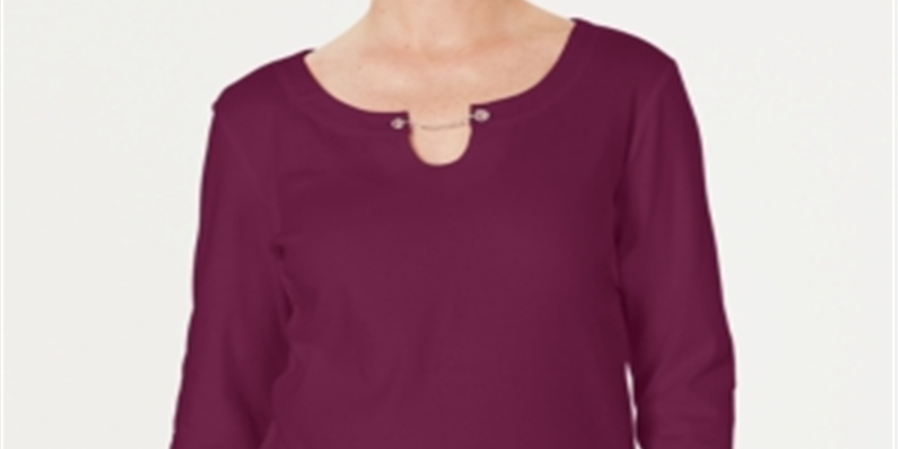 Karen Scott Women's Three Quarter Sleeve Top Purple Size S