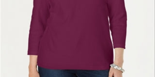 Karen Scott Women's Three Quarter Sleeve Top Purple Size S