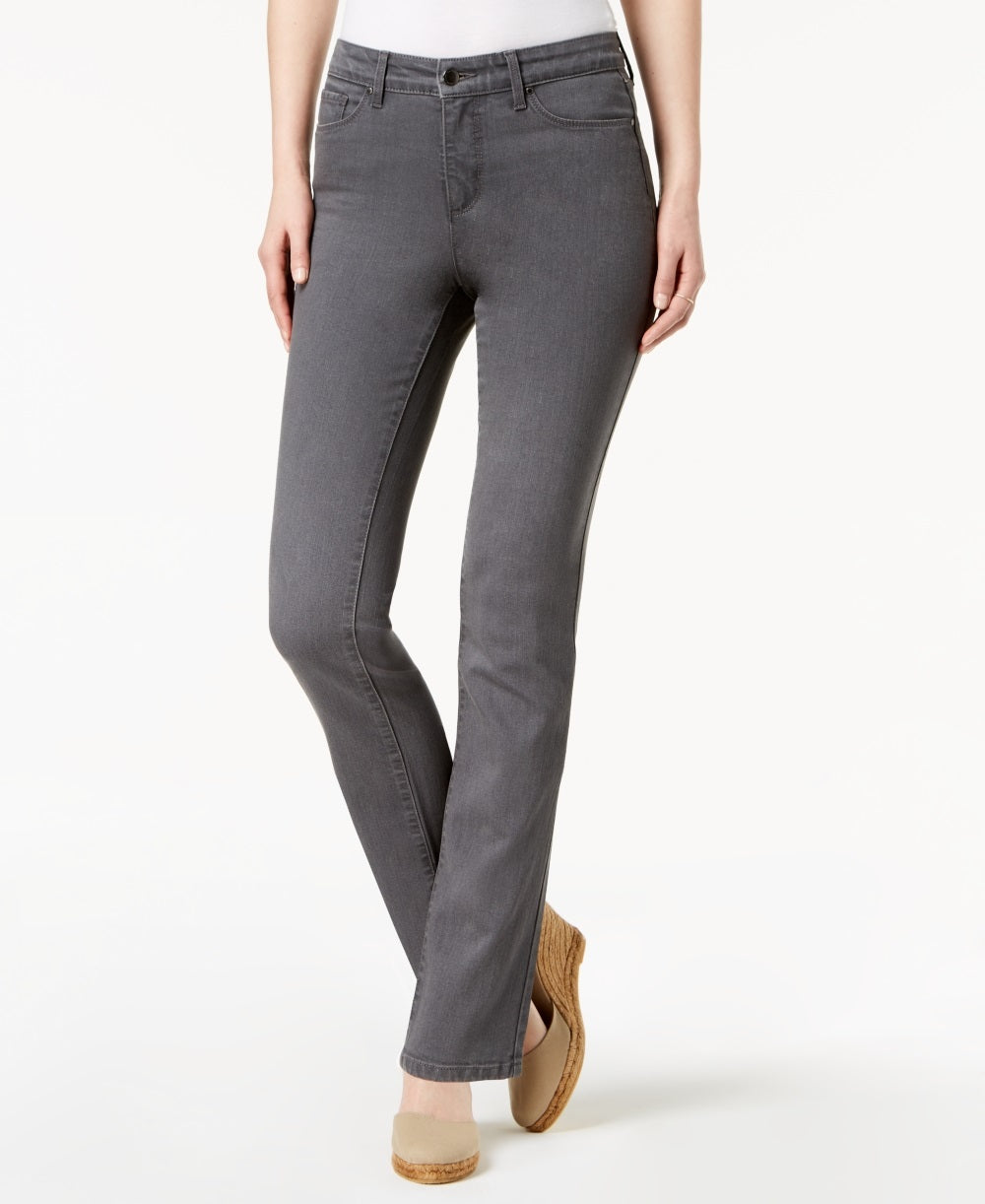 Charter Club Women's Lexington Straight Leg Jeans Gray Size 18