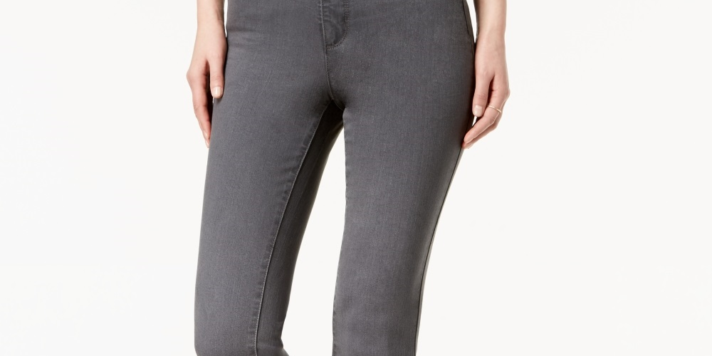 Charter Club Women's Lexington Straight Leg Jeans Gray Size 18
