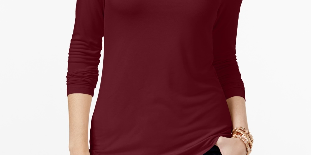 Maison Jules Women's Turtleneck Top Red Size X-Small