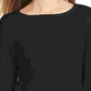 Style & Co Women's Ribbed Patterned Long Sleeve Jewel Neck Blouse Sweater Black Size PL