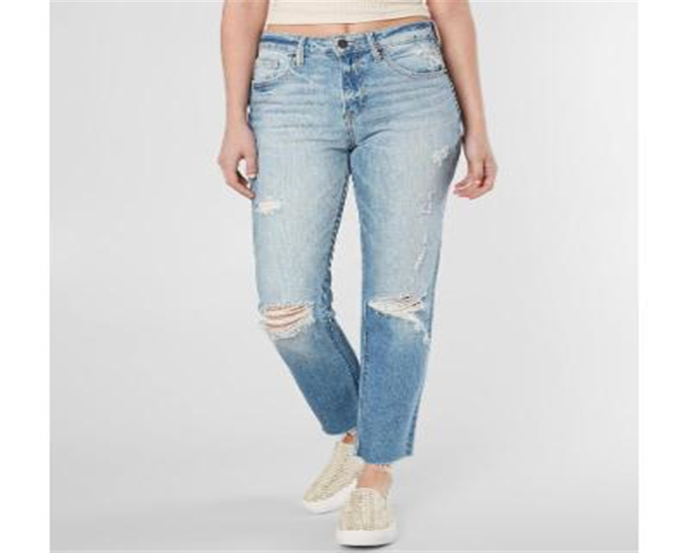 Hidden Jeans Women's Distressed High Waist Ankle Straight Leg Jeans Blue Size 27