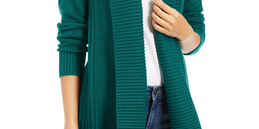 Charter Club Women's Shawl Collar Open Front Cardigan Green Size XX-Large