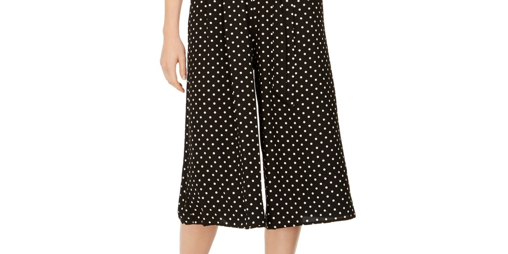 Vince Camuto Women's Polka Dot Cropped Jumpsuit Black Size 12