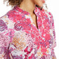 Charter Club Women's Linen Blend Embroidered Neck Printed Tunic Pink Size X-Large