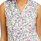 Charter Club Women's Floral Print Sleeveless Shirt White Size 6