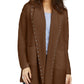 Style & Co Women's Hooded Studded Cardigan Brown Size PM
