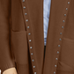Style & Co Women's Hooded Studded Cardigan Brown Size PM