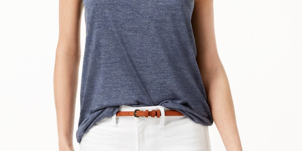 Maison Jules Women's Scoop-Neck Tank Blue Size Small