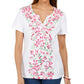 Karen Scott Women's Floral Print Top -White Size PM