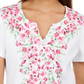 Karen Scott Women's Floral Print Top -White Size PM