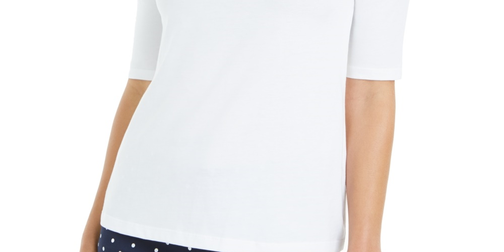 Charter Club Women's Supima Cotton Mock Neck Top  White Size X-Large