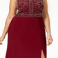 Morgan & Co Women's Beaded Sleeveless Evening Dress Wine Size 18W