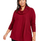 JM Collection Women's Plus Lace Up Cowlneck Sweater Red Size 0X
