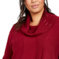 JM Collection Women's Plus Lace Up Cowlneck Sweater Red Size 0X