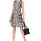 Style & Co Women's Sleeveless Printed Swing Dress Black Size Small