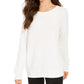Style & Co Women's Ribbed Drop-Shoulder Sweater  White Size Large